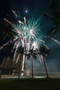 New Year`s fireworks in Honolulu, Hawaii Royalty Free Stock Photo